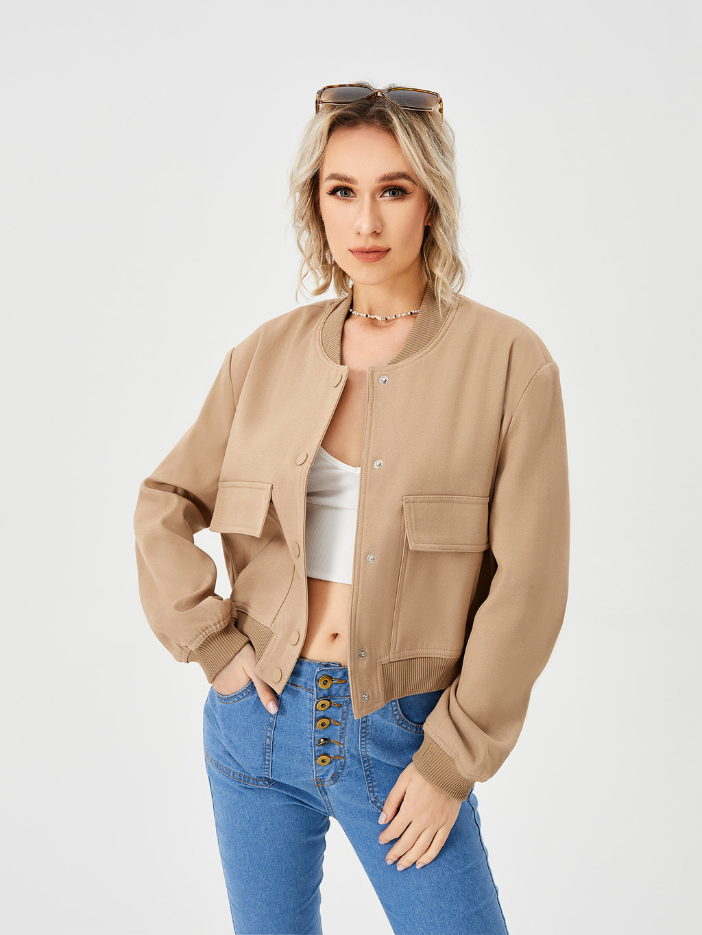 Edvige Cropped Varsity Bomber Jacket