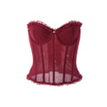 Calla Sheer Mesh Ruffle Corset Bustier Top