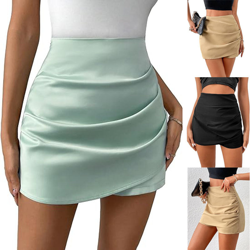 Edda High-Waist Pleated Wrap-Front Shorts