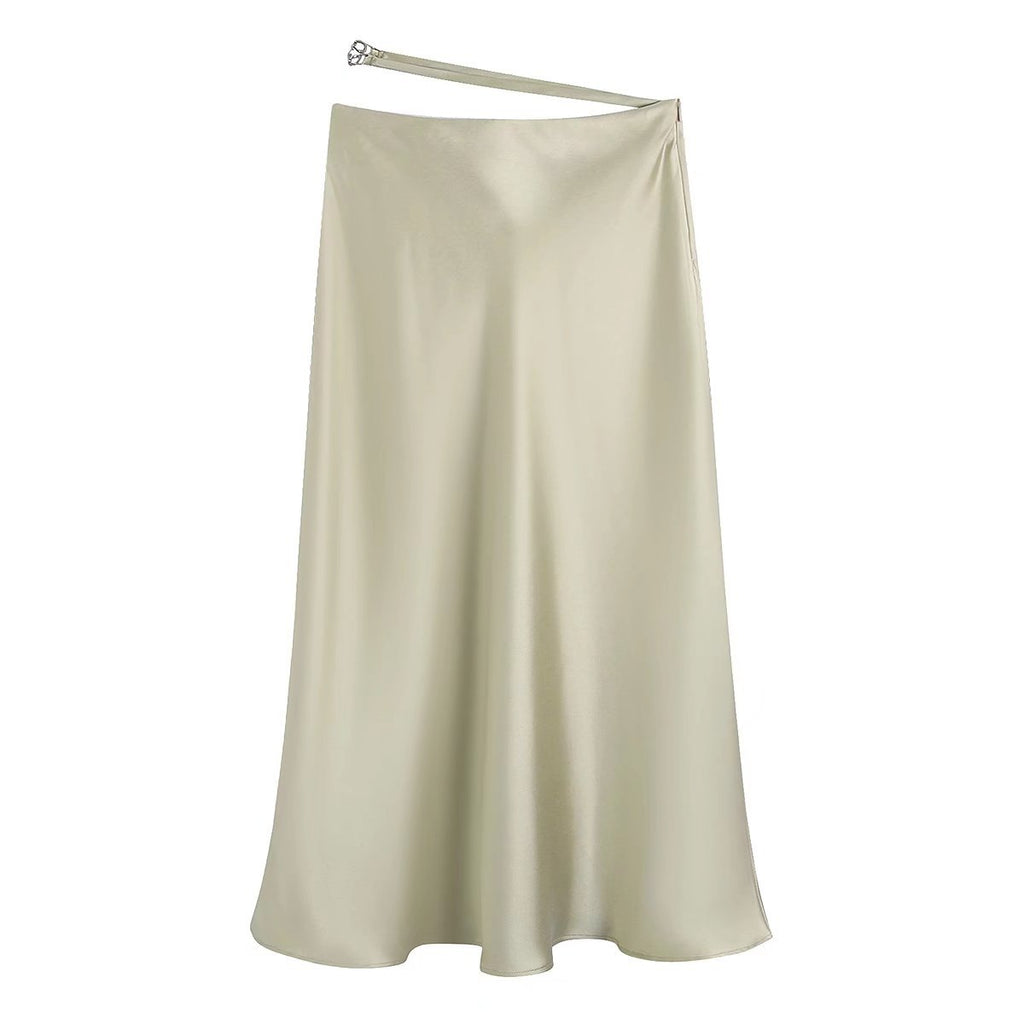 Lucietta Satin Bias-Cut Midi Skirt