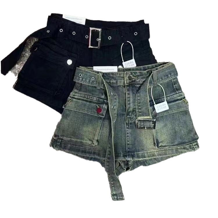 Tarsilla Belted Cargo Denim Shorts