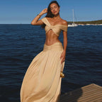 Bettina Twist Bandeau Crop Top and Maxi Skirt Two-Piece Set