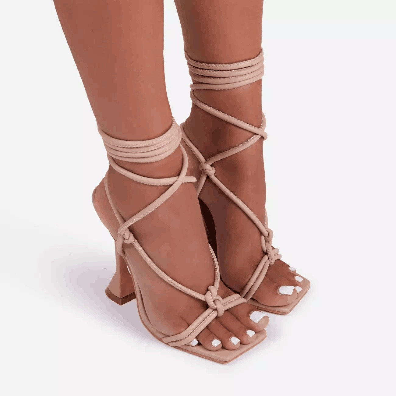 Saveria Lace-Up Strappy Stiletto Sandals