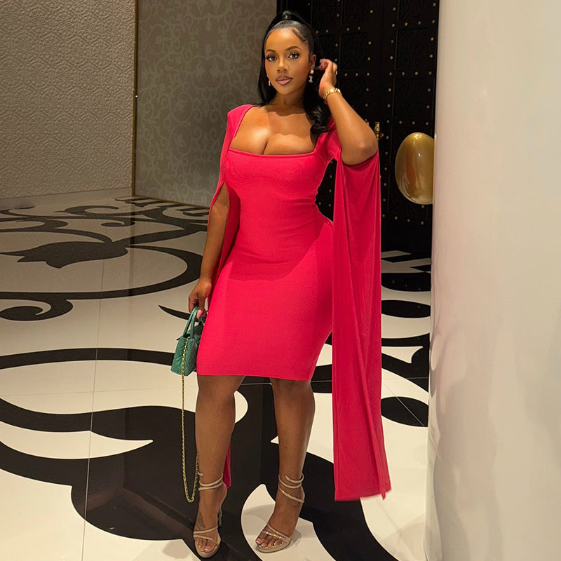 Rossana Cape Sleeve Bodycon Dress