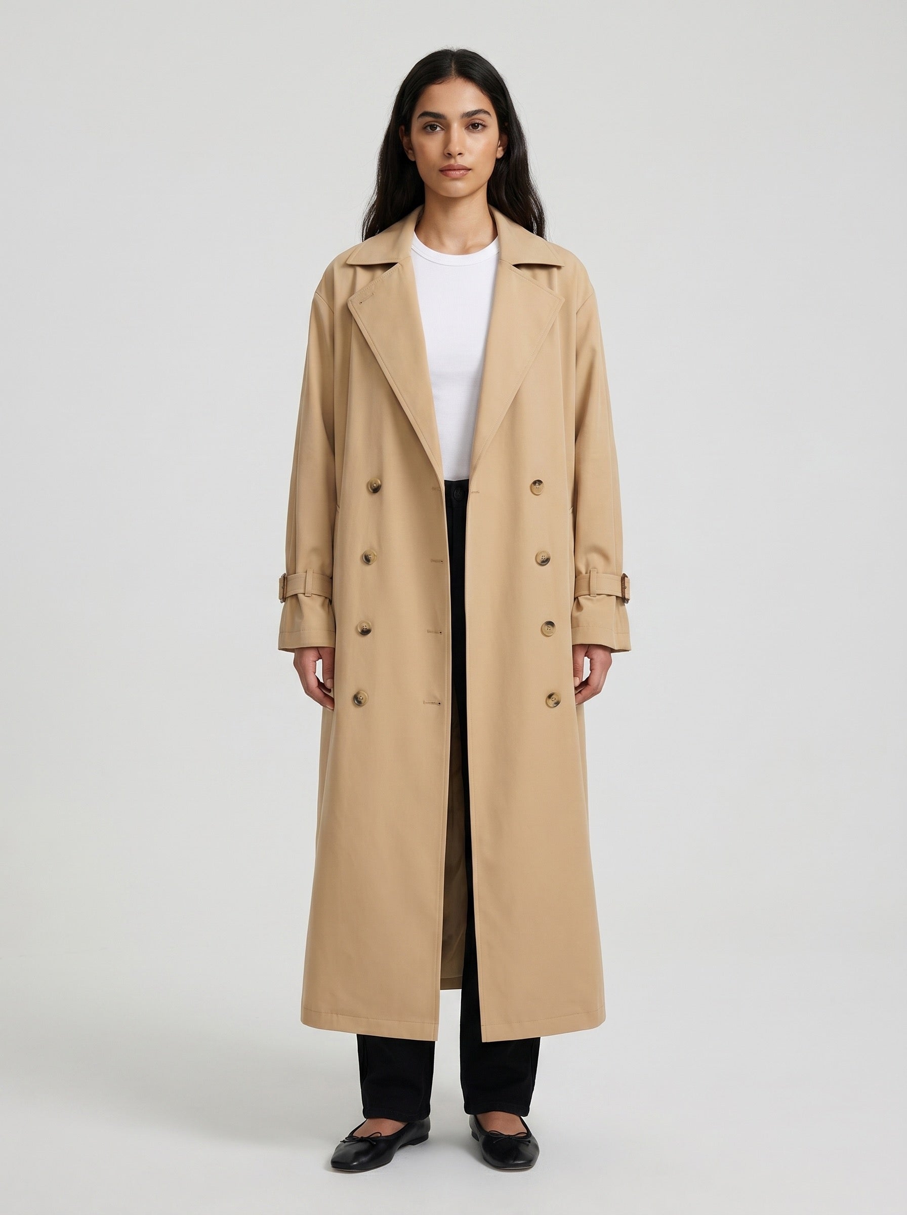 Beatrice Classic Trench Coat on model