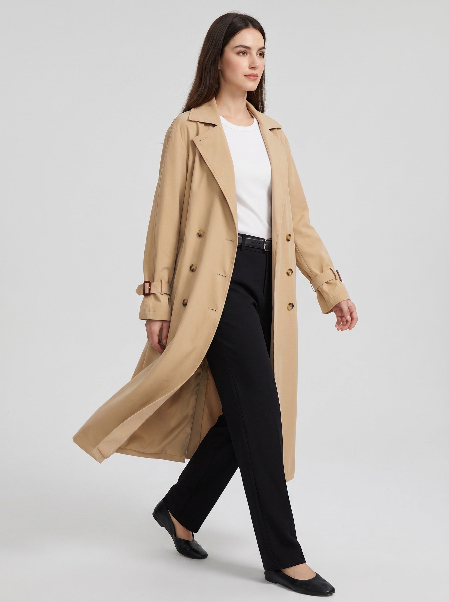 Beatrice Classic Trench Coat on model