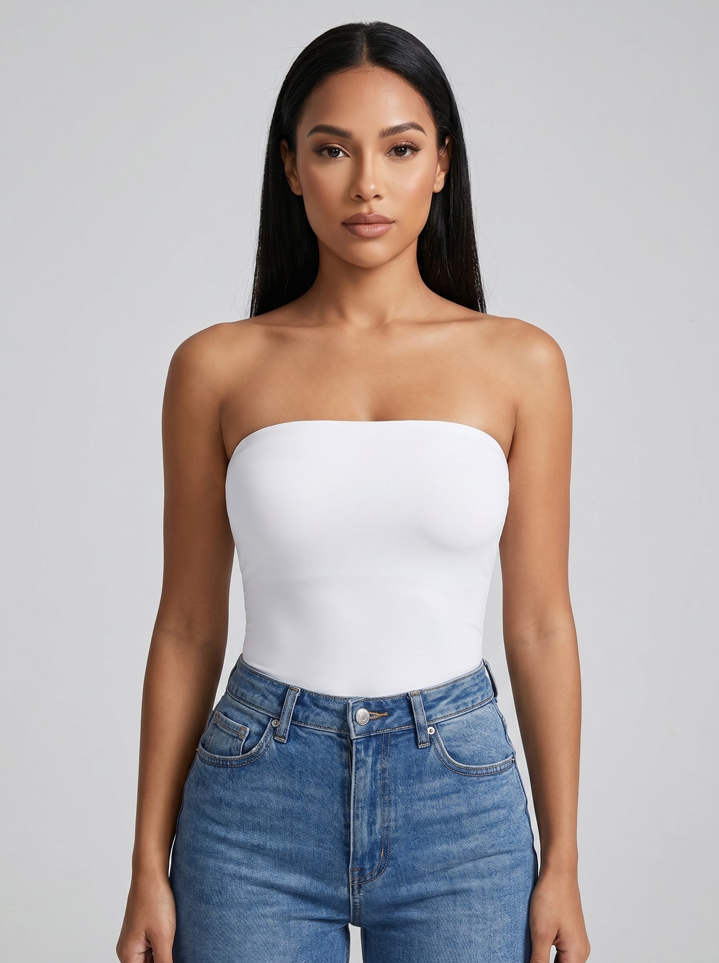 Bella Second-Skin Tube Top on model