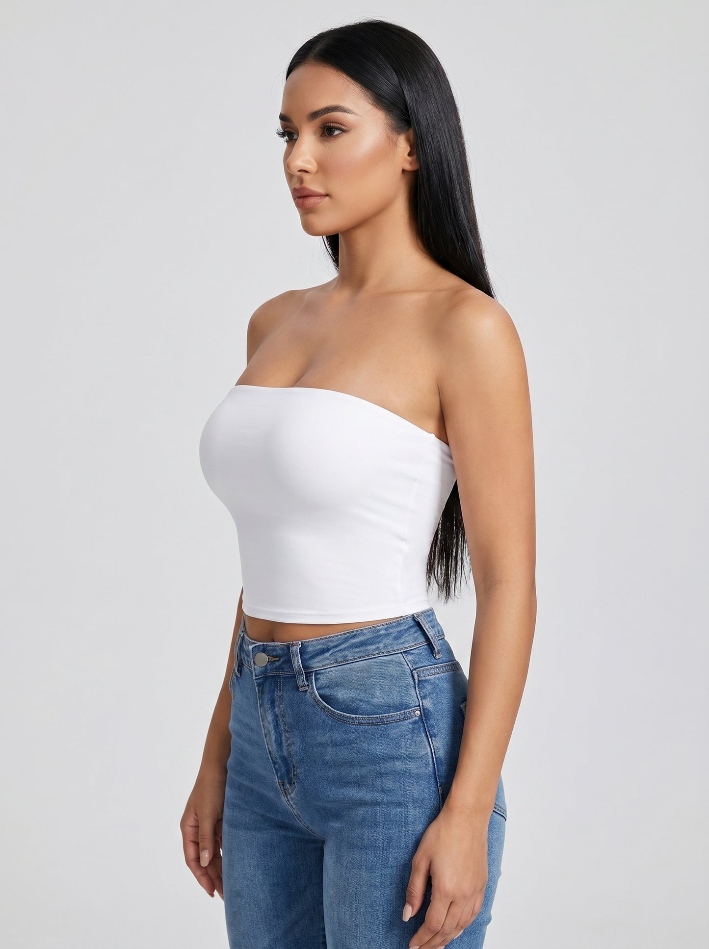 Bella Second-Skin Tube Top on model