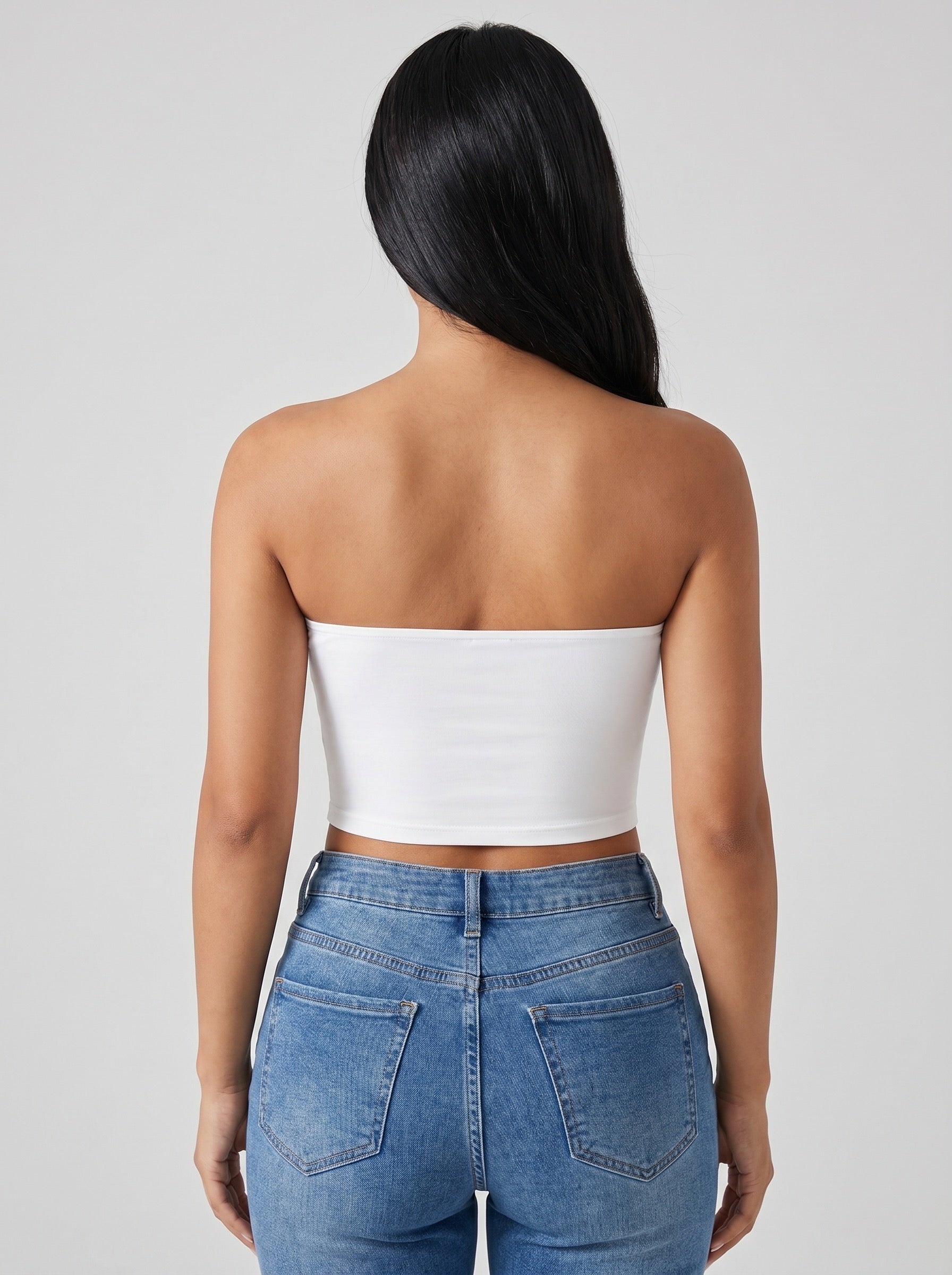 Bella Second-Skin Tube Top on model