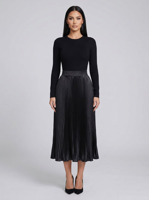 Bellini Pleated Midi Skirt on model