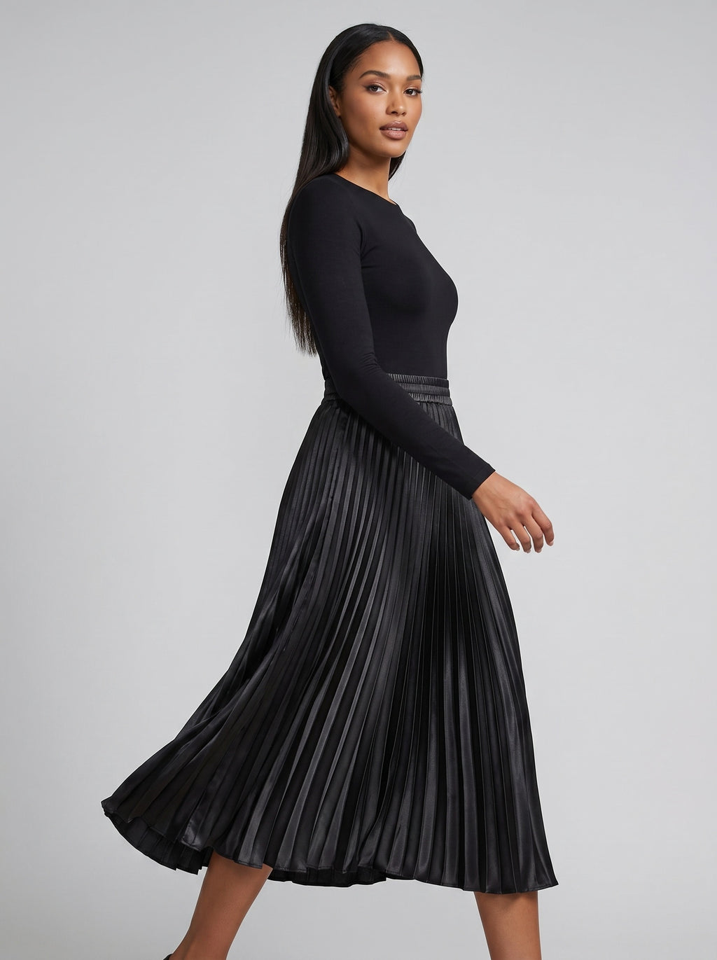Bellini Pleated Midi Skirt on model