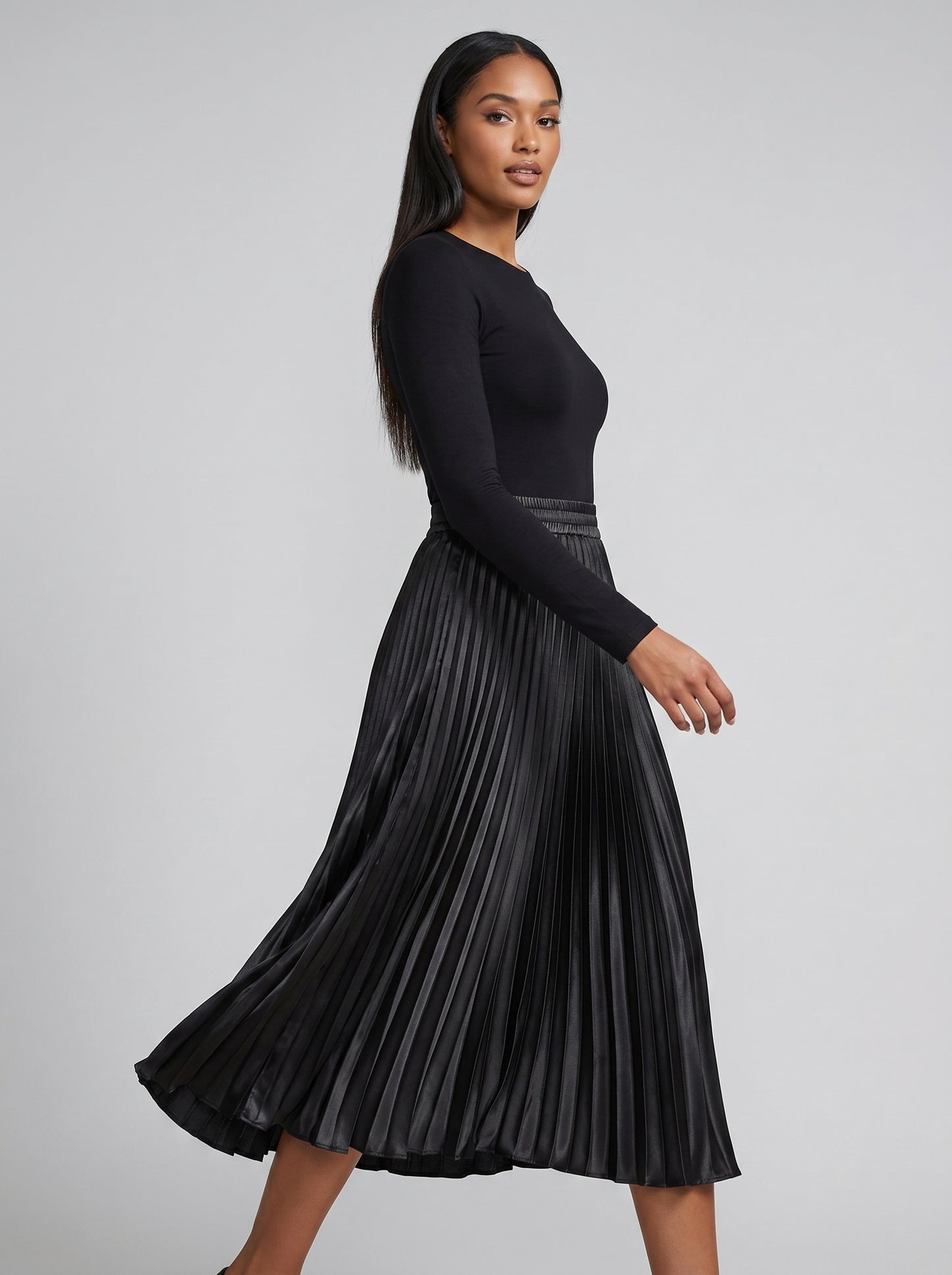Bellini Pleated Midi Skirt on model