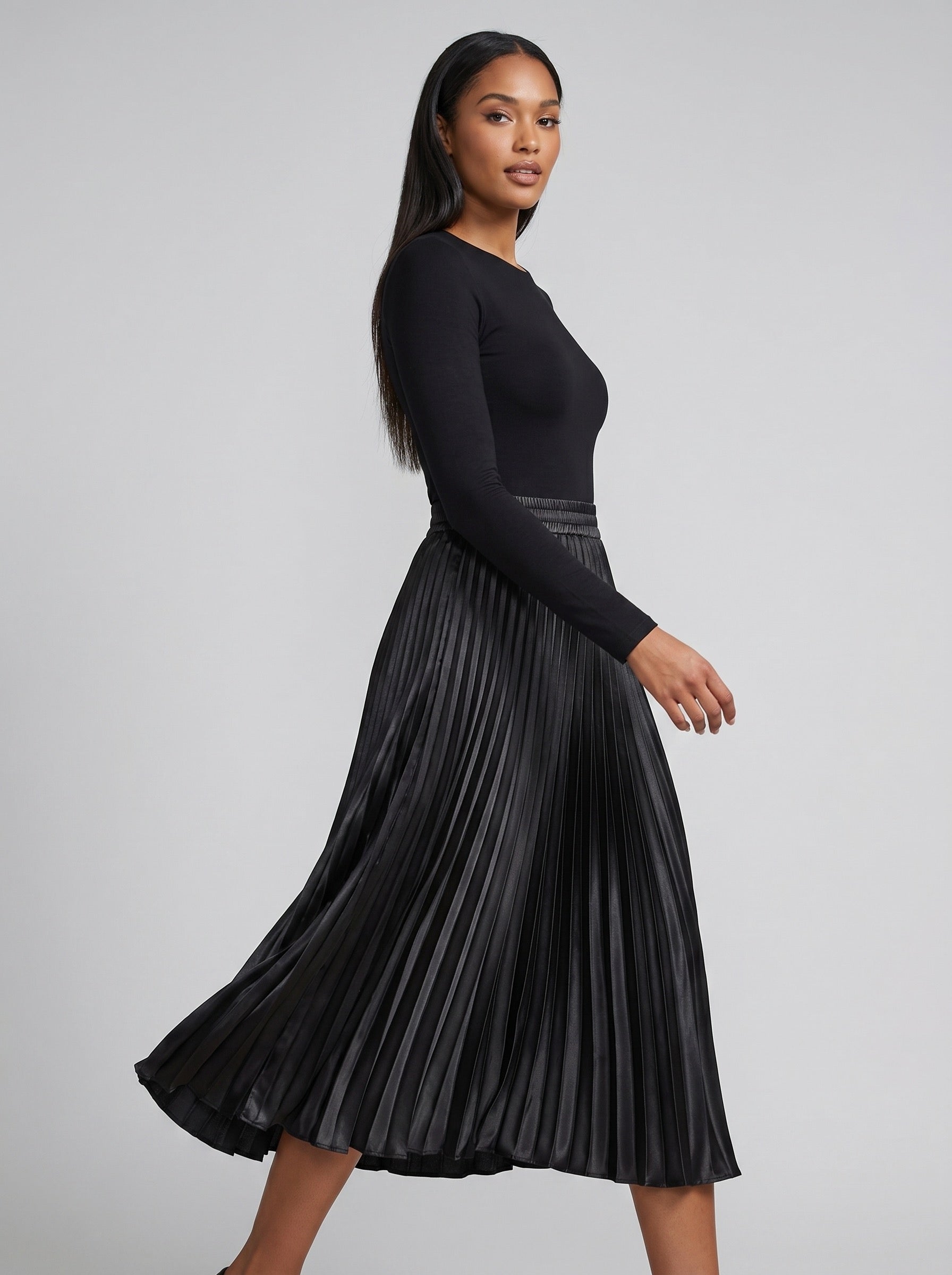 Bellini Pleated Midi Skirt on model