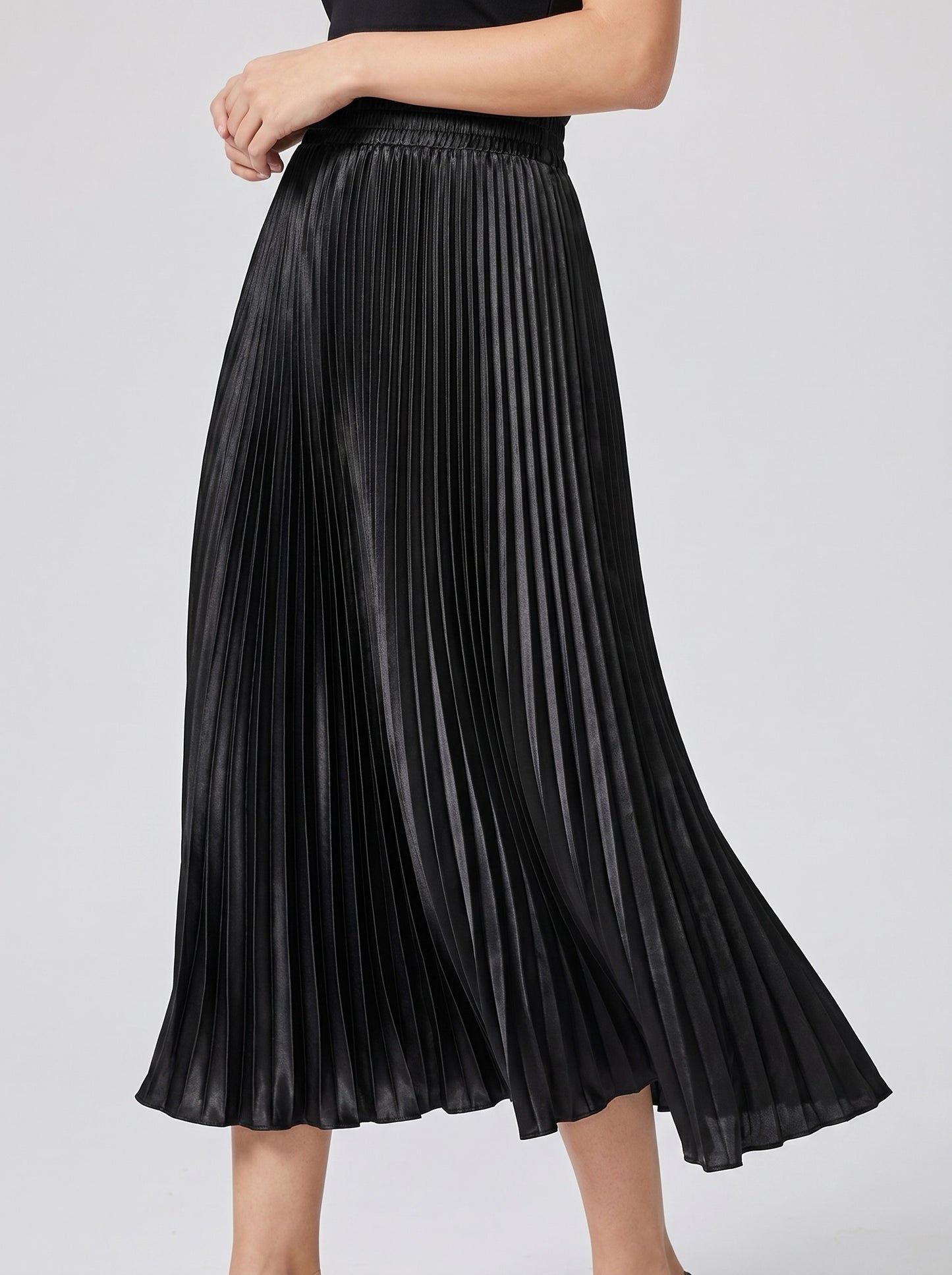 Bellini Pleated Midi Skirt on model