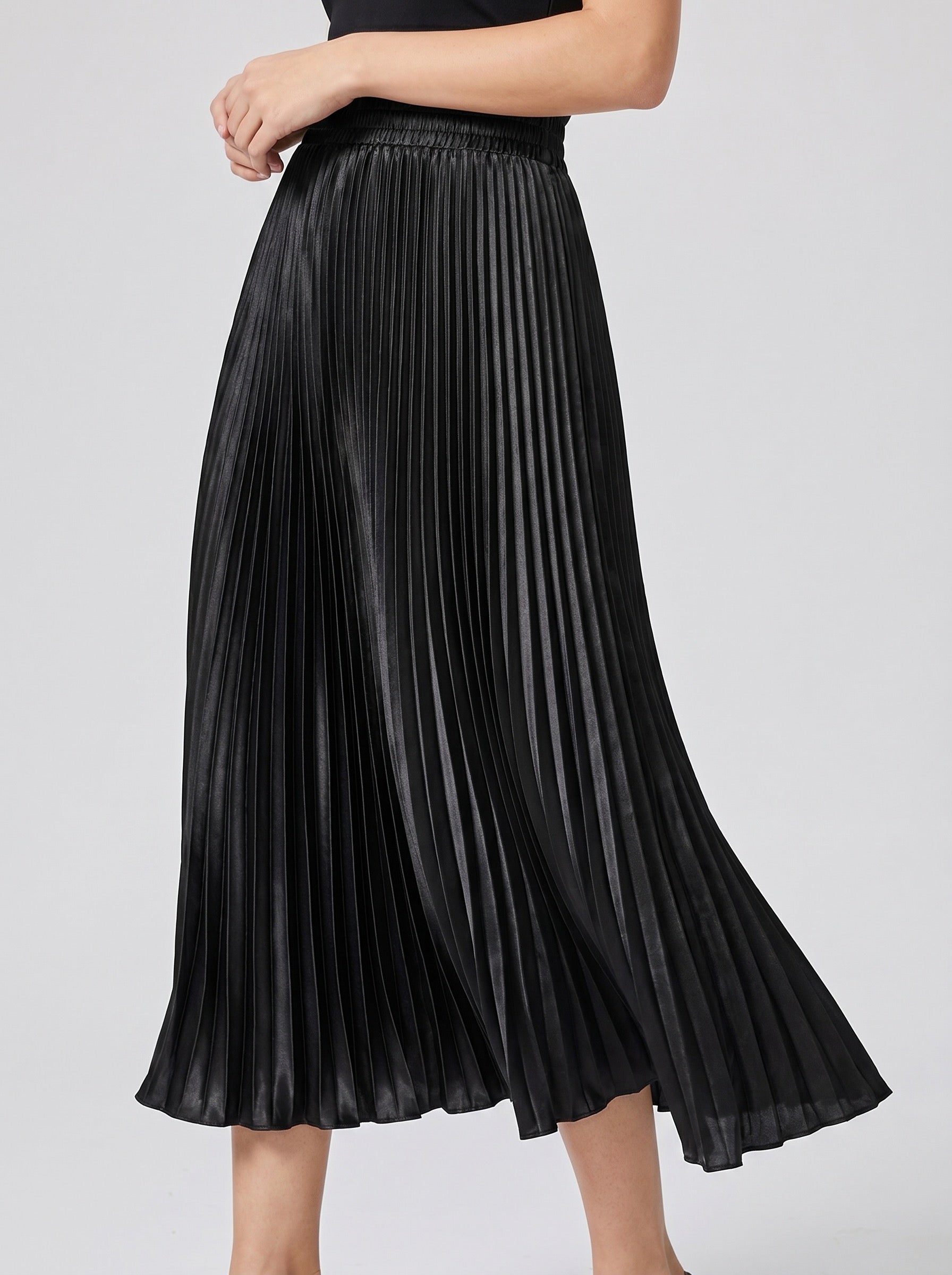 Bellini Pleated Midi Skirt on model