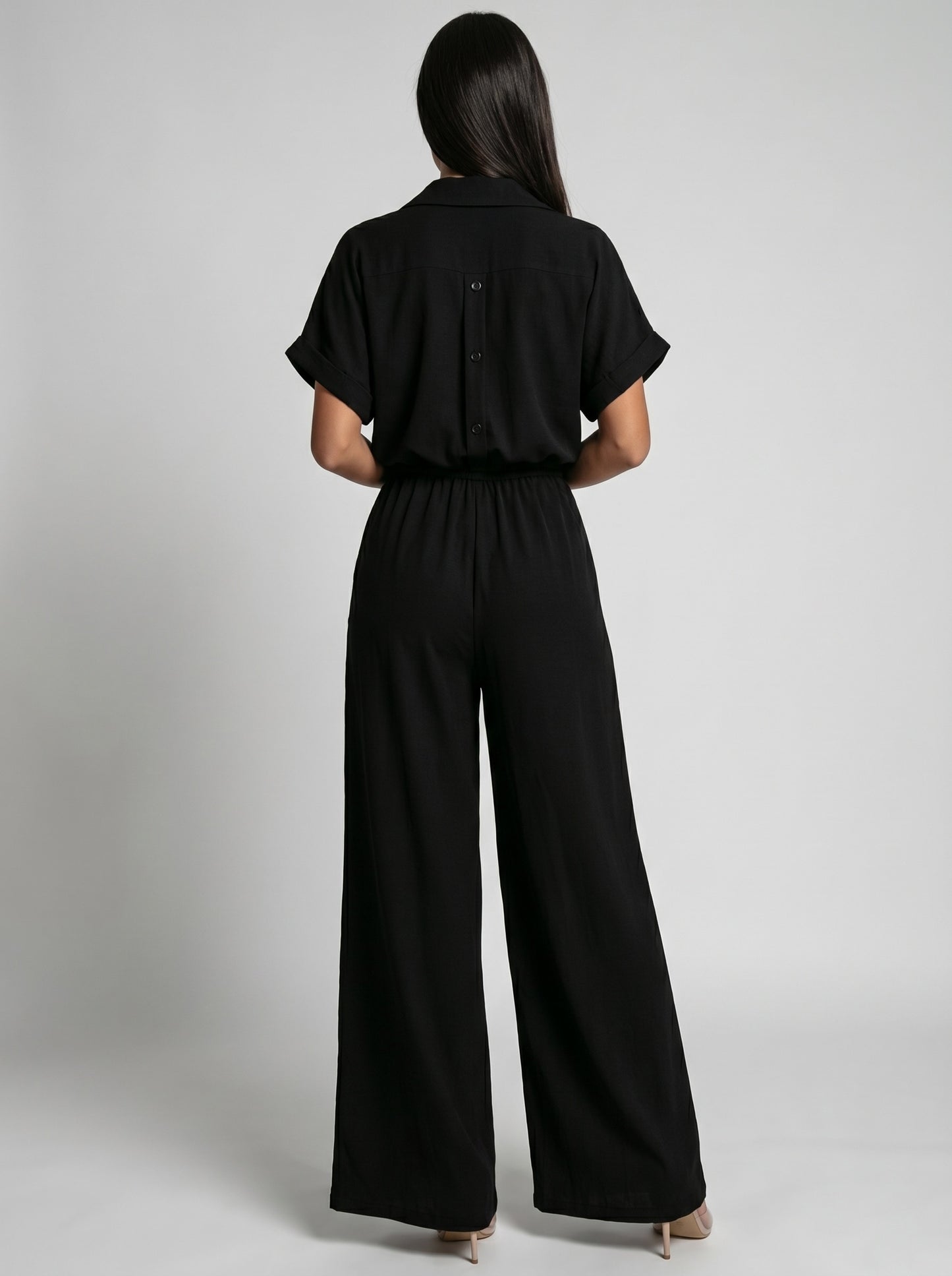 Bianca Collared Wide-Leg Jumpsuit on model