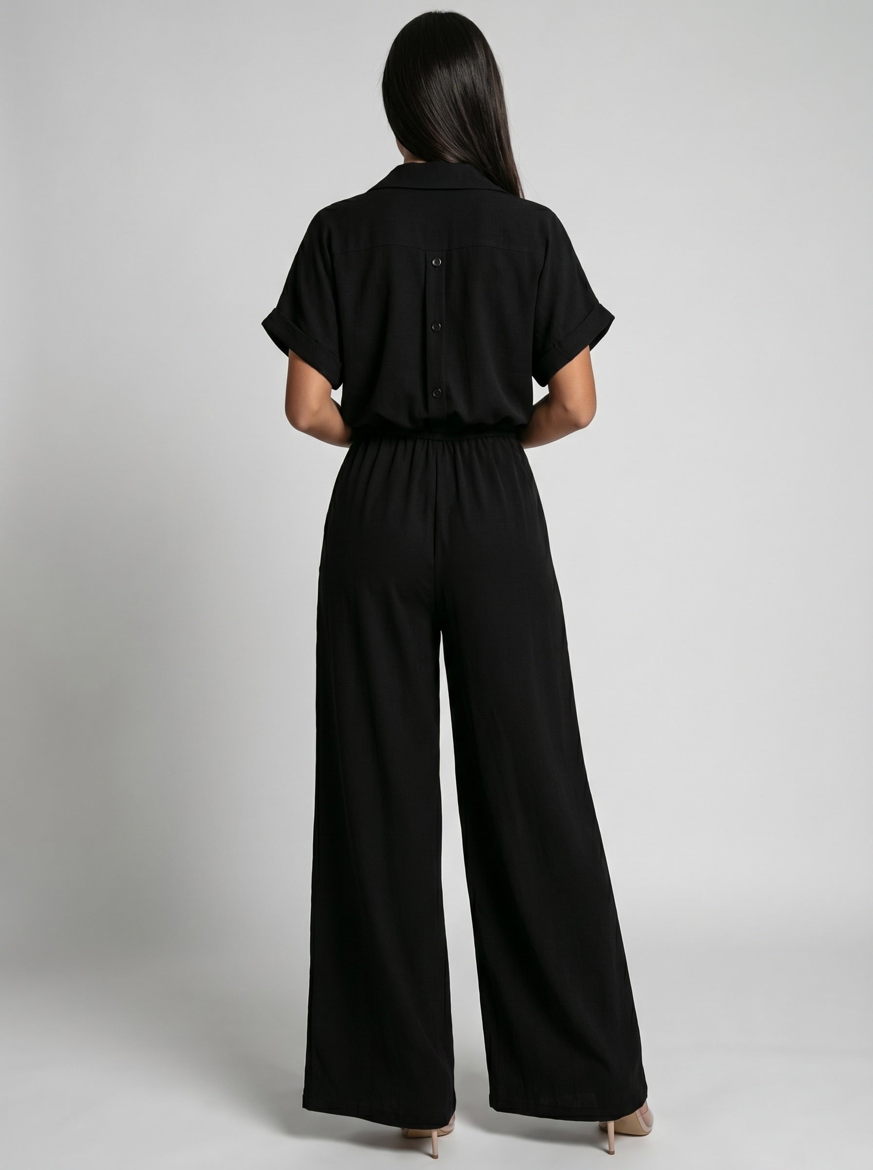 Bianca Collared Wide-Leg Jumpsuit on model