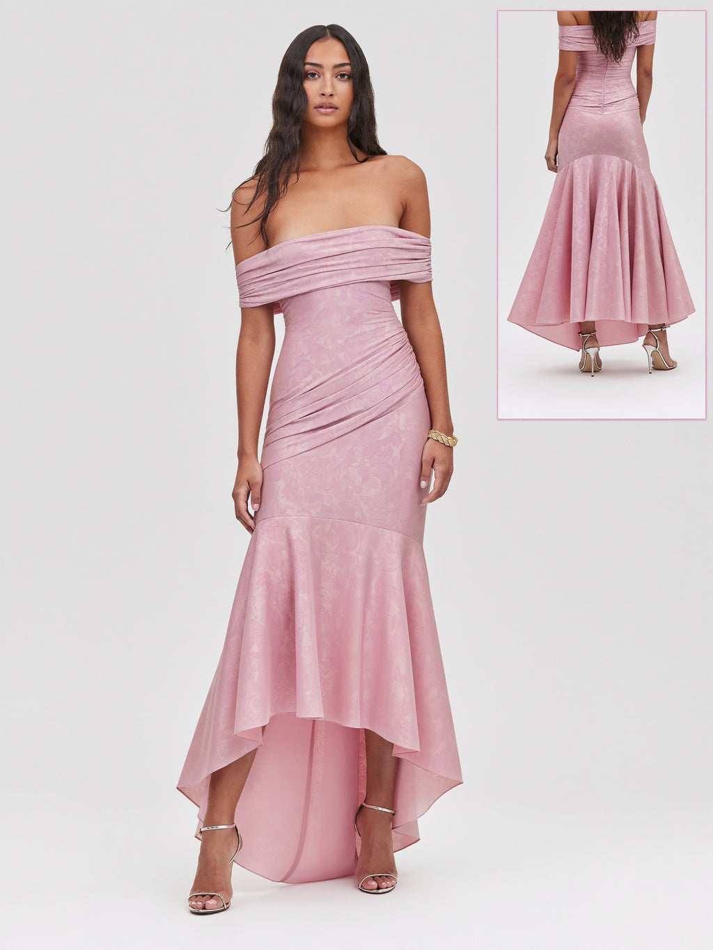 Bianca Off-Shoulder Ruched Dress on model