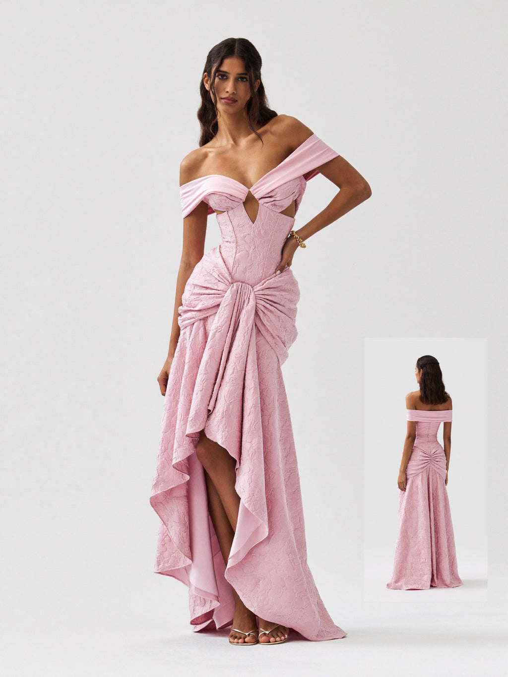 Bianca Off-Shoulder Ruched Dress on model
