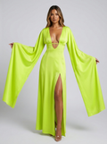 Bruna Cut-Out Flutter Sleeve Maxi Dress on model