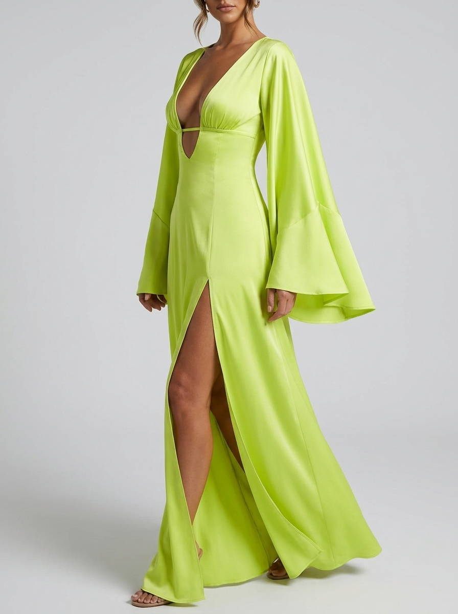 Bruna Cut-Out Flutter Sleeve Maxi Dress on model