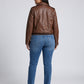 Bruna Cropped Faux Leather Moto Jacket on model