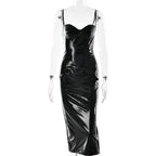 Ornella Patent Bustier Midi Dress