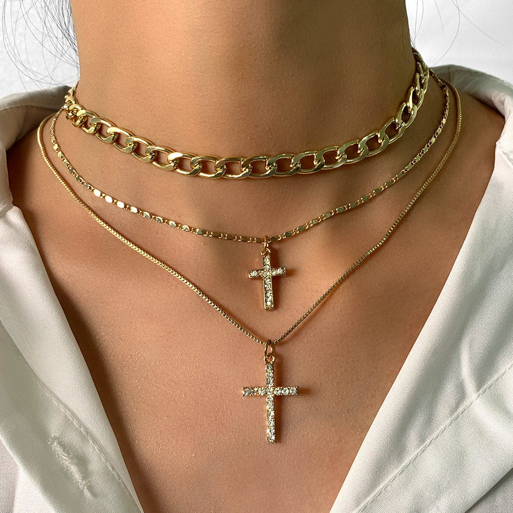 Celeste Layered Cross Necklace