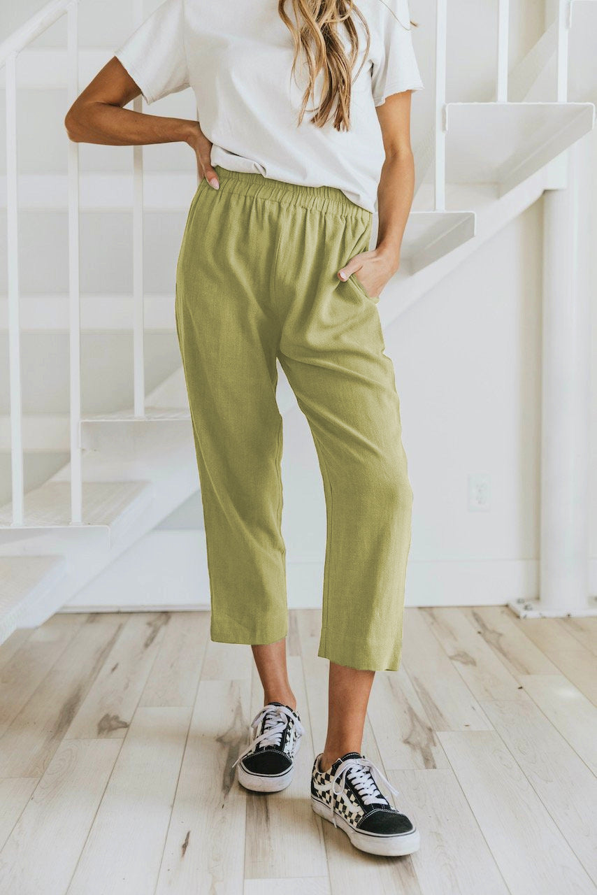 Marcella Cropped Linen Pant