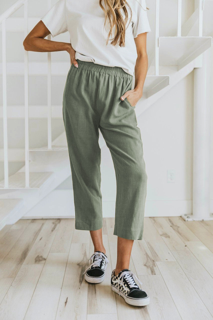 Marcella Cropped Linen Pant