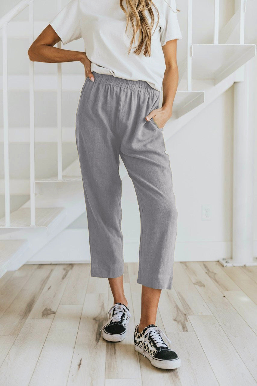 Marcella Cropped Linen Pant