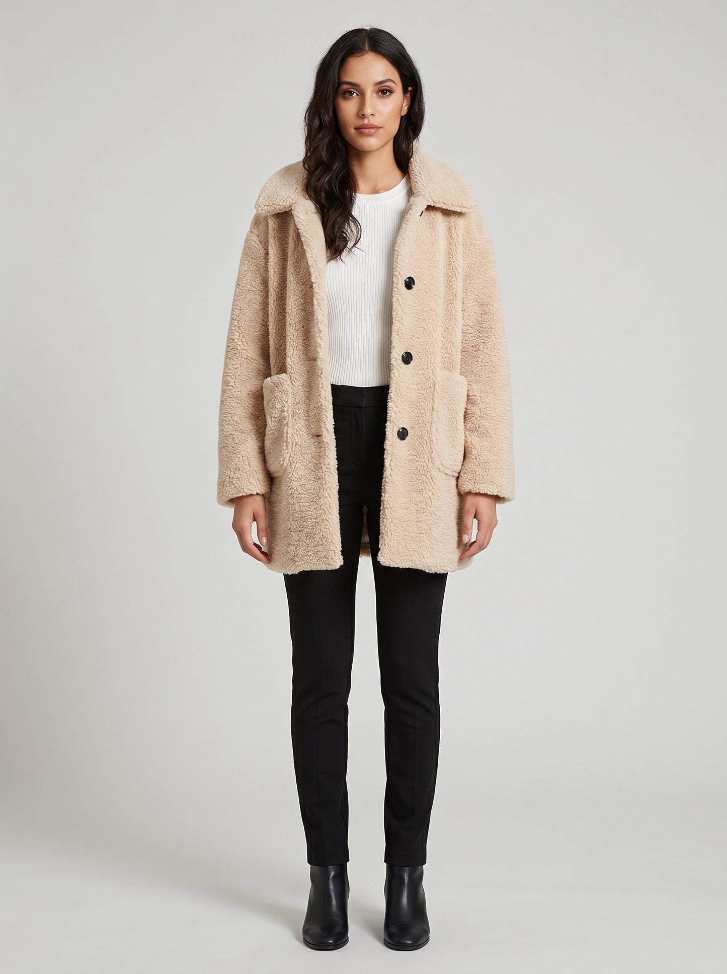 Camilla Teddy Coat on model