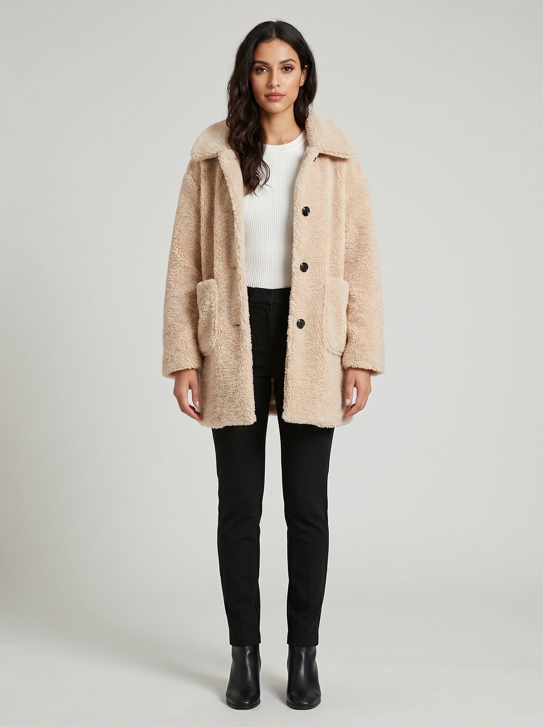 Camilla Teddy Coat on model