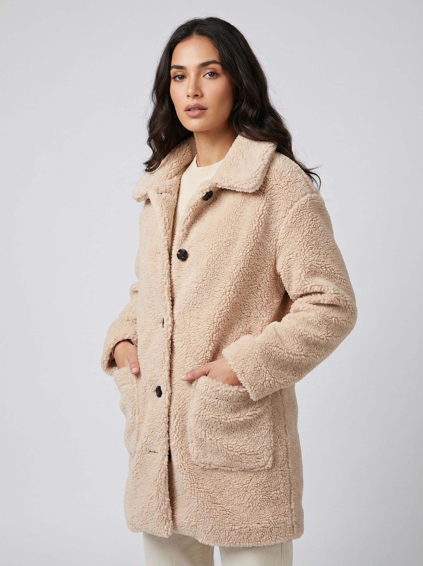 Camilla Teddy Coat on model