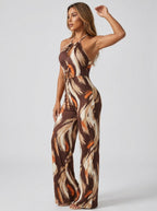 Candida Halter Neck Wide Leg Jumpsuit on model