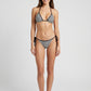 Capri Striped Triangle String Bikini on model