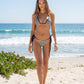 Capri Striped Triangle String Bikini on model