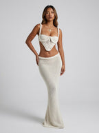 Capria Crochet Bustier Co-Ord Set on model