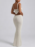 Capria Crochet Bustier Co-Ord Set on model