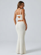 Capria Crochet Bustier Co-Ord Set on model