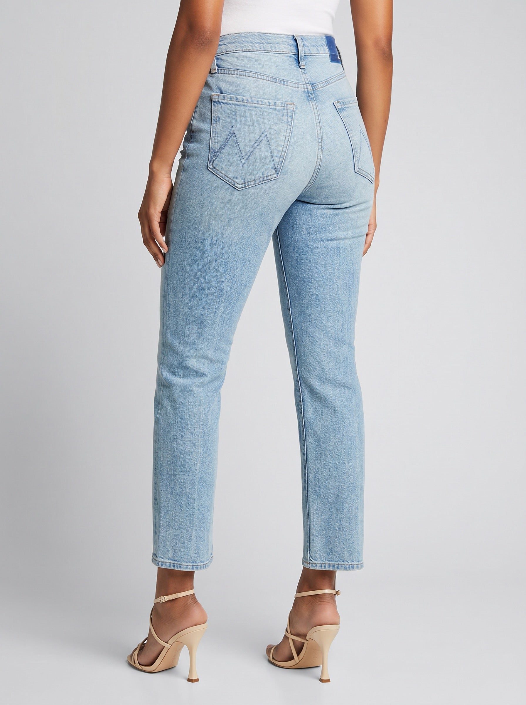 Cara High-Waist Cropped Slim Jean on model