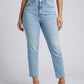 Cara High-Waist Cropped Slim Jean on model