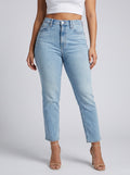 Cara High-Waist Cropped Slim Jean on model