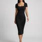 Carla Square-Neck Ribbed Midi Dress on model