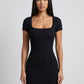 Carla Square-Neck Ribbed Midi Dress on model