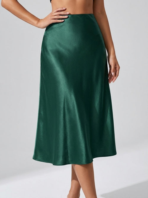 Carlina Satin Slip Midi Skirt on model