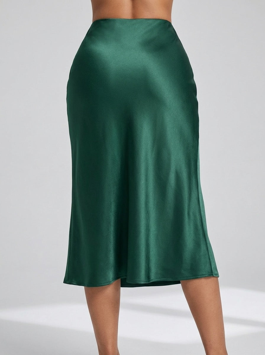 Carlina Satin Slip Midi Skirt on model