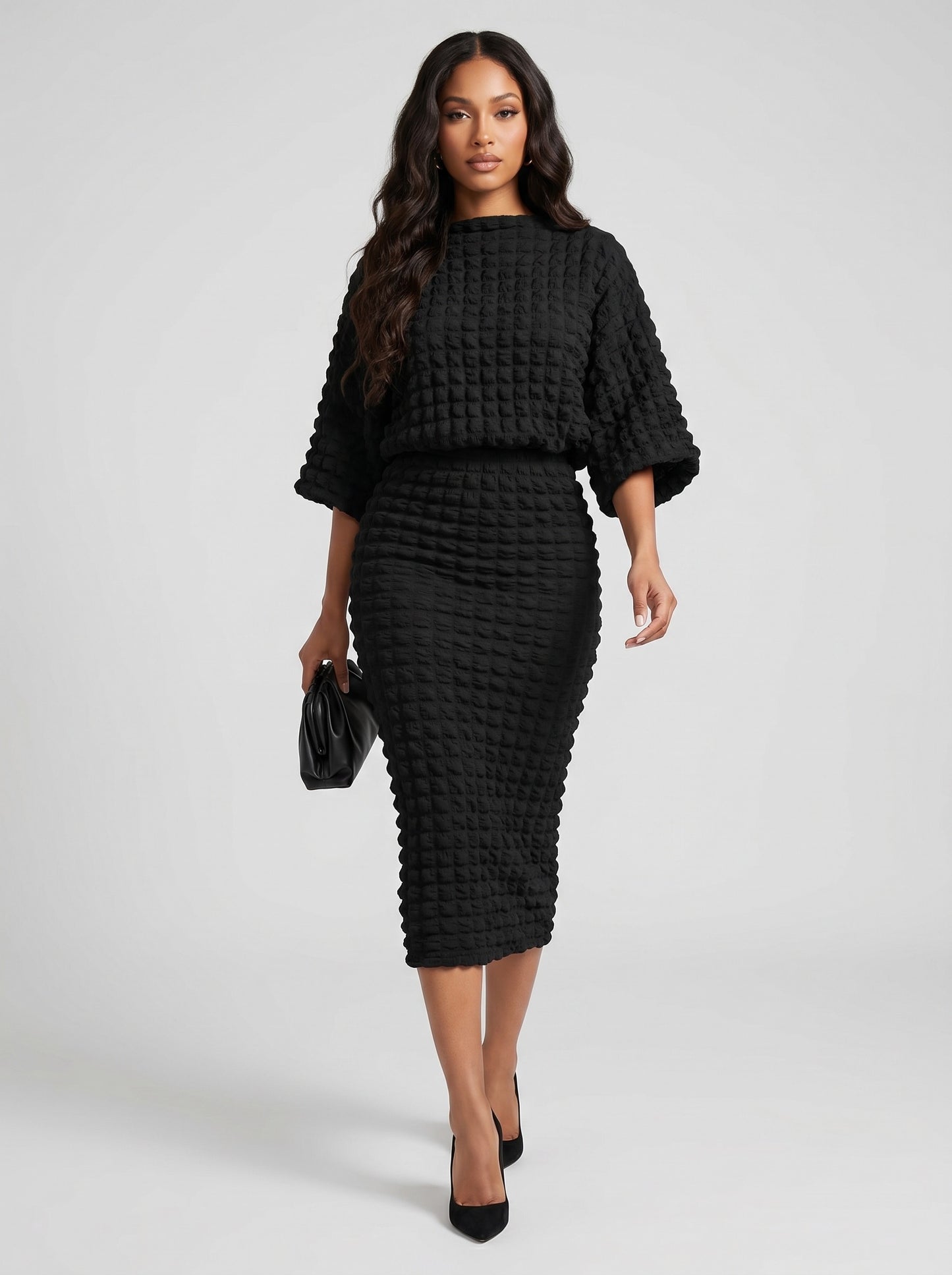 Carlotta Textured Knit Set on model