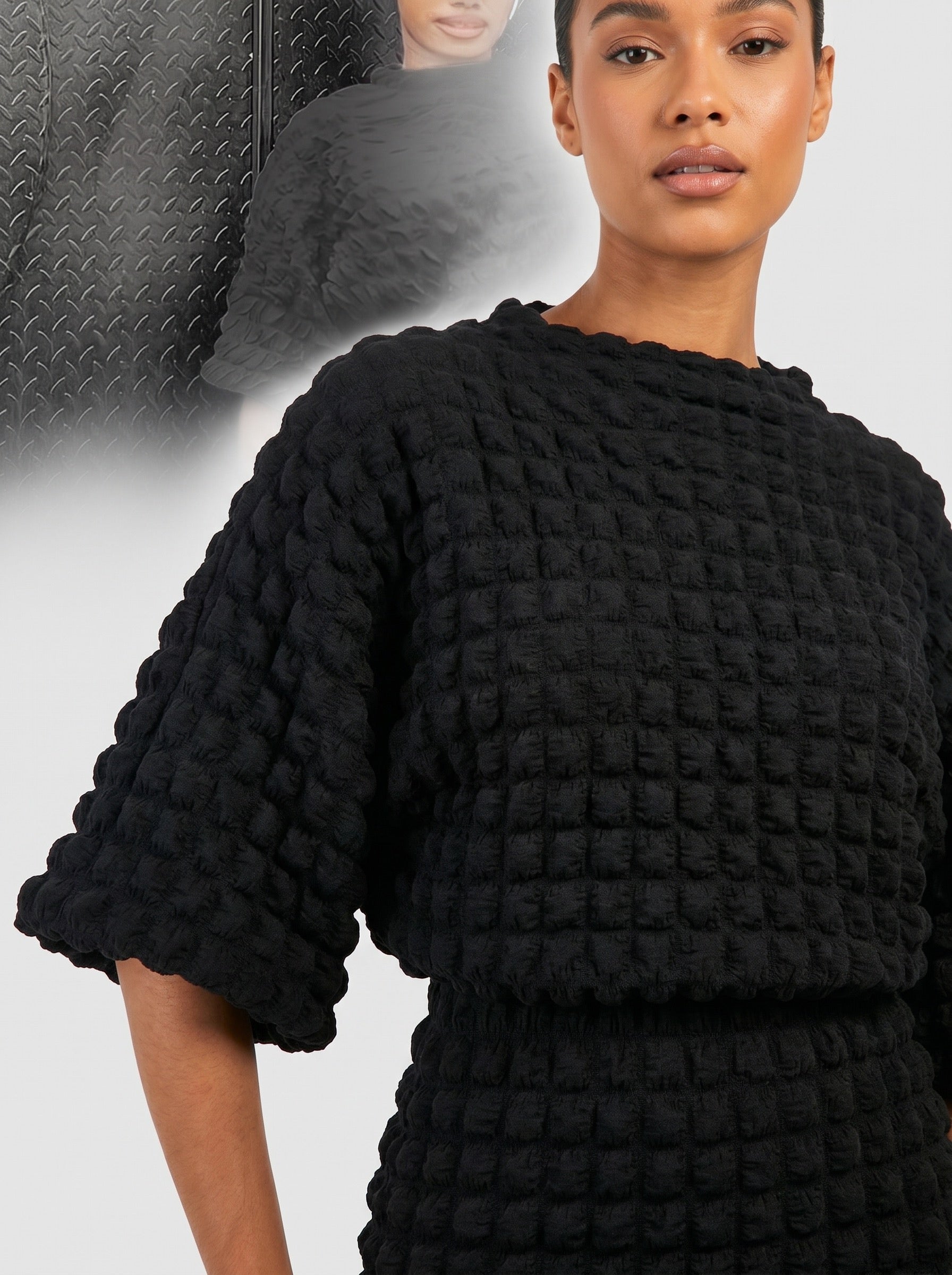 Carlotta Textured Knit Set on model