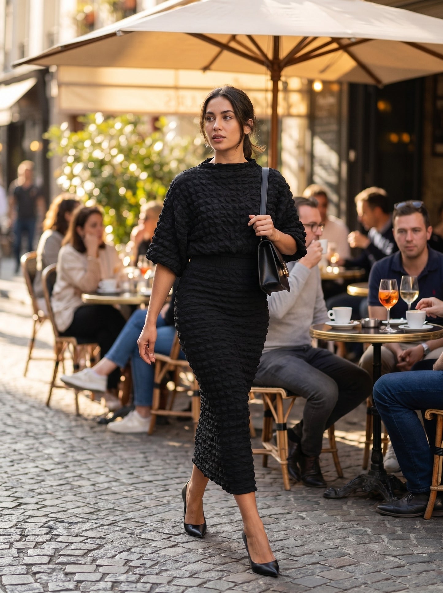 Carlotta Textured Knit Set on model